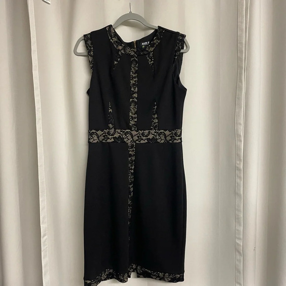 Allen B Black Lace Sheath Dress size medium - Picture 1 of 4